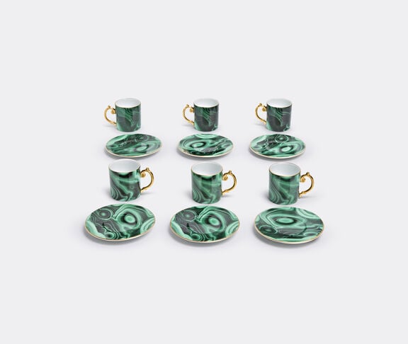 L'Objet 'Malachite' espresso cup and saucer, set of six Green, Gold ${masterID}