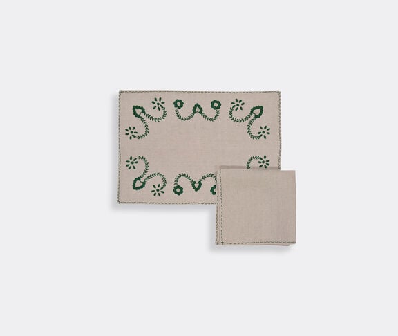 House of Capricorn 'Viana' placemat and napkin set, green undefined ${masterID} 2