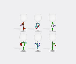 Ichendorf Milano 'Fruits and flowers' optical stemmed glass, set of six MULTICOLOUR ICMI24FRU916MUL
