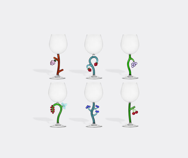 Ichendorf Milano 'Fruits and flowers' optical stemmed glass, set of six MULTICOLOUR ICMI24FRU916MUL