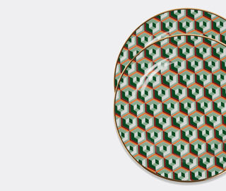 La DoubleJ 'Cubi Verde' dessert plate, set of two MULTICOLOUR LADJ22DES150MUL