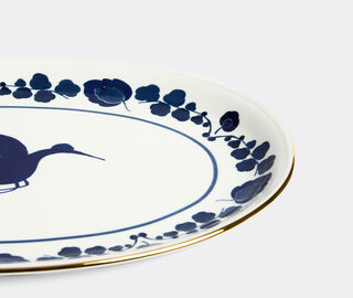 La DoubleJ 'Wildbird' oval platter, blue BLUE LADJ25OVA676MUL
