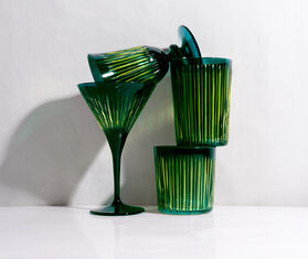 L&#39;Objet &#39;Prism&#39; martini glass, set of four, green GREEN LOBJ24PRI150GRN