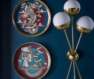 La DoubleJ 'The Dragon' decorative plate, midnight blue BLUE LADJ25DEC885MUL