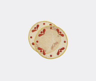 La DoubleJ 'Capri Mattone' raffia placemat, set of two, natural and red MULTICOLOUR LADJ24CAP397MUL