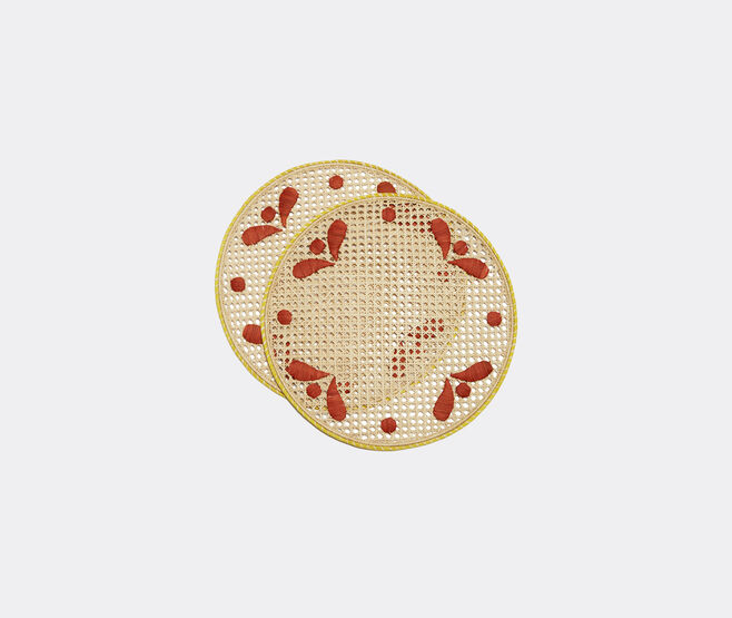 La DoubleJ 'Capri Mattone' raffia placemat, set of two, natural and red MULTICOLOUR LADJ24CAP397MUL