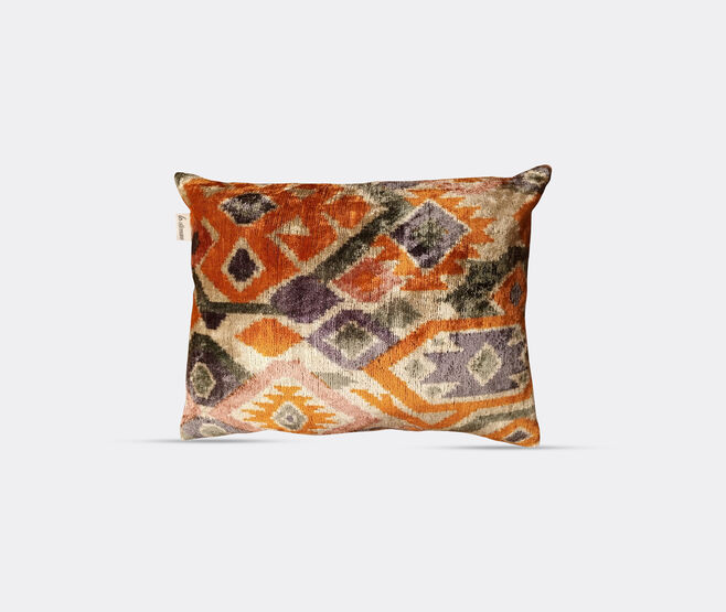 Les-Ottomans Silk velvet cushion, orange, purple and gray MULTICOLOUR OTTO25SIL237MUL