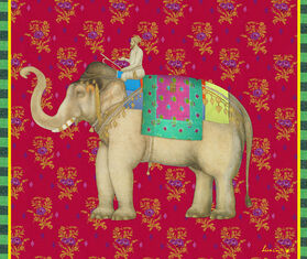 Lisa Corti &#39;Elephant Rany Masonite&#39; rectangular placemat, set of two, red RED LICO25REC599RED