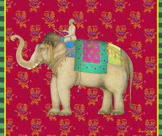 Lisa Corti 'Elephant Rany Masonite' rectangular placemat, set of two, red RED LICO25REC599RED