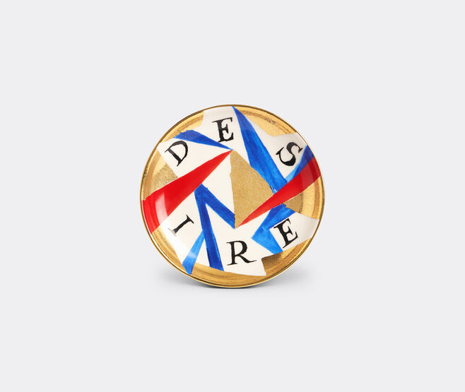L'Objet 'Desire' plate, white, blue and gold MULTICOLOUR LOBJ25RUA802MUL
