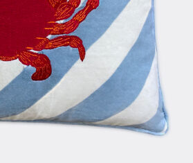 Les-Ottomans 'Crab' embroidered cushion, white and light blue stripes MULTICOLOUR OTTO24CRA747MUL