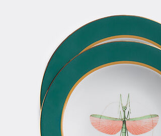 La DoubleJ 'Libellula' soup plate, set of two MULTICOLOUR LADJ24SOU717GRN