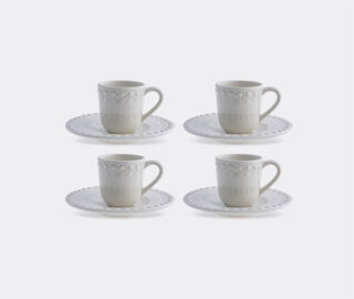 Bordallo Pinheiro &lsquo;Fantasia&rsquo; coffee cup and saucer, set of four, ivory IVORY BOPI23FAN710WHI