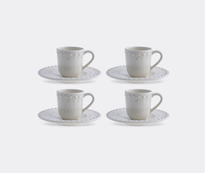 Bordallo Pinheiro &lsquo;Fantasia&rsquo; coffee cup and saucer, set of four, ivory IVORY BOPI23FAN710WHI