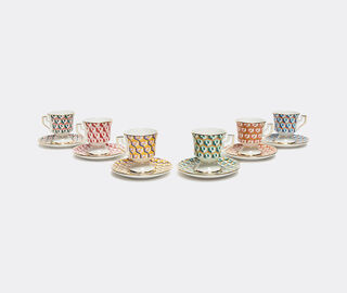 La DoubleJ 'Cubi Mix' espresso cup and saucer, set of six MULTICOLOUR LADJ22ESP341MUL