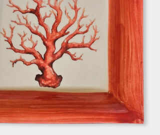 Les-Ottomans 'Coral' vide poche, coral and white MULTICOLOUR OTTO26HAN266MUL