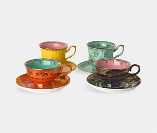 POLSPOTTEN 'Grandpa' tea cup and saucer, set of four MULTICOLOUR POLS22TEA604MUL