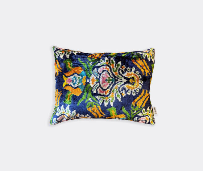 Les-Ottomans Velvet cushion, deep blue and gold MULTICOLOUR OTTO25SIL835MUL