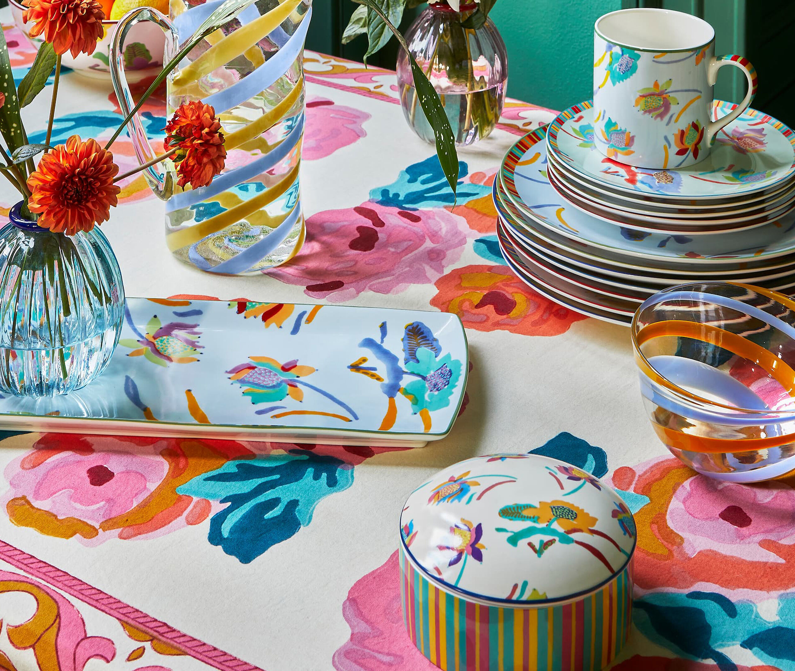 Japanese' platter, multicolor by Lisa Corti | Serving And Trays