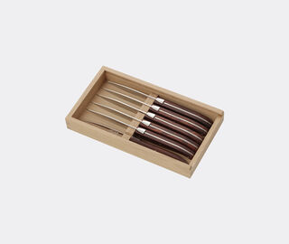 Jean Dubost Laguiole 'Stand Up' knife, set of six, dark brown BROWN JEDL24STA760BRW