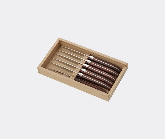 Jean Dubost Laguiole 'Stand Up' knife, set of six, dark brown BROWN JEDL24STA760BRW