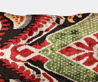 Les-Ottomans Silk velvet cushion, pink, purple and green MULTICOLOUR OTTO25SIL220MUL