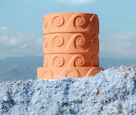 Seletti &#39;Magna Graecia, Onda&#39; terracotta vase with saucer TERRACOTTA SELE23TER016TER