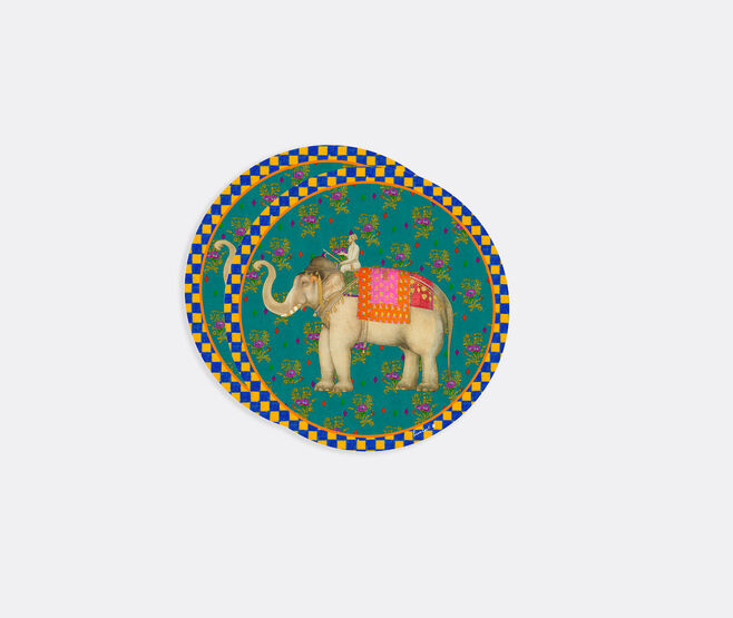 Lisa Corti 'Elephant Peacock Masonite' round placemat, set of two, green GREEN LICO25ROU551GRN