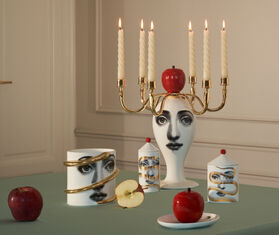 Fornasetti 'Sul Tardi' candelabrum with candle, Peccato Originale decor MULTICOLOUR FORN23CAN426MUL