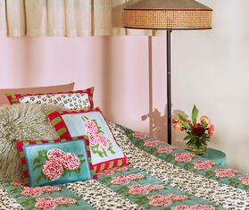 Lisa Corti 'Leopard Stripes' rectangular cushion, blue multicolor BLUE LICO24CUS888TUR