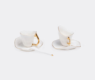 Seletti 'Meltdown' coffee cup, saucer and spoon, set of two MULTICOLOUR SELE24COF320MUL