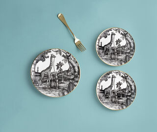 Simone Guidarelli Home 'Sunset Safari' bread plate, set of two, black and white MULTICOLOUR SIMO26SOU785MUL