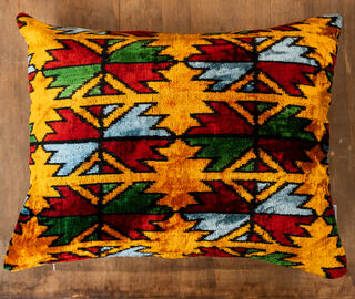 Les-Ottomans Velvet cushion, red and gold MULTICOLOUR OTTO25SIL811MUL