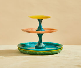 Bitossi Home 'Candy' cake stand, large, pink and blue MULTICOLOUR BIHO24BIG319MUL