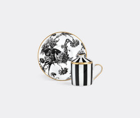 Simone Guidarelli Home 'Tangerine Garden' lidded espresso cup and saucer, black and white MULTICOLOUR SIMO26SOU983MUL