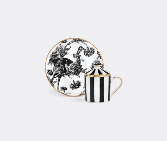 Simone Guidarelli Home 'Tangerine Garden' lidded espresso cup and saucer, black and white MULTICOLOUR SIMO26SOU983MUL