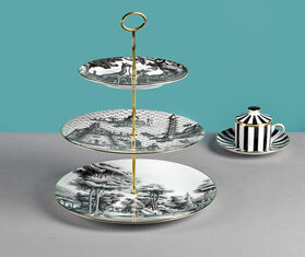 Simone Guidarelli Home 'Souvenirs De Voyage' three-tier cake stand, black and white MULTICOLOUR SIMO26SOU140MUL