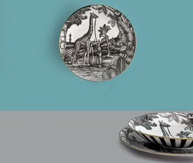Simone Guidarelli Home 'Sunset Safari' soup plate, black and white MULTICOLOUR SIMO26SOU693MUL