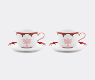 Aquazzura Casa 'Jaipur' teacup and saucer, set of two, bordeaux and pink MULTICOLOUR AQUA23JAI347MUL