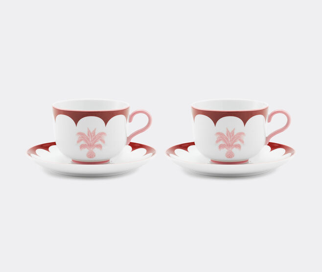 Aquazzura Casa 'Jaipur' teacup and saucer, set of two, bordeaux and pink MULTICOLOUR AQUA23JAI347MUL