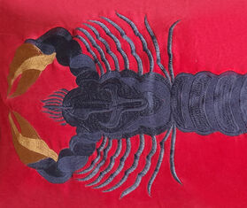 Les-Ottomans 'Lobster' embroidered cushion MULTICOLOUR OTTO23COT187MUL