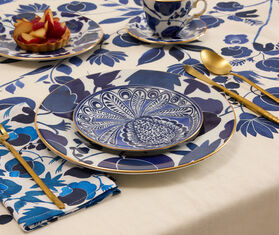 La DoubleJ &#39;Big Pineapple&#39;, side plate, set of two, blue BLUE LADJ25SID706MUL