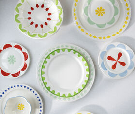&amp;k Amsterdam &#39;Folk&#39; dessert plate, set of four, multicolor MULTICOLOUR AMST25PLA845MUL
