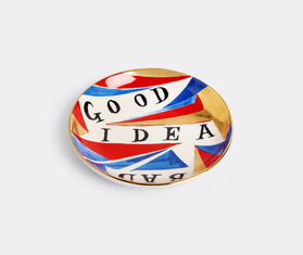 L&#39;Objet &#39;Good/Bad Idea&#39; plate, white, blue and gold MULTICOLOUR LOBJ25RUA819MUL