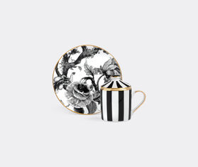 Simone Guidarelli Home 'Secret Garden' lidded espresso cup and saucer, black and white MULTICOLOUR SIMO26SOU952MUL