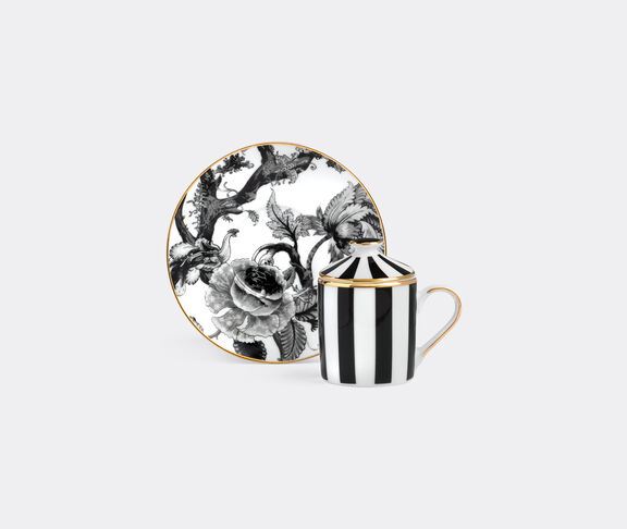 Simone Guidarelli Home 'Secret Garden' lidded espresso cup and saucer, black and white MULTICOLOUR SIMO26SOU952MUL