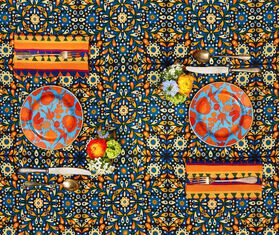 La DoubleJ &#39;Wildbird&#39; dessert plates, set of two, orange MULTICOLOUR LADJ19WIL273ORA