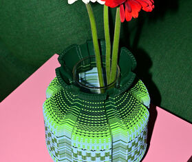 Wontek 'Ancient Aliens' vase no. 2, green and sky blue GREEN WONT26VAS069GRN