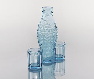 Serax 'Fish and Fish' carafe and set of two glasses, blue BLUE SERA25SET755BLU