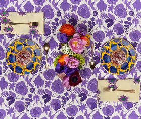 La DoubleJ 'Wildbird' dessert plates, set of two, yellow MULTICOLOUR LADJ19WIL266BLU